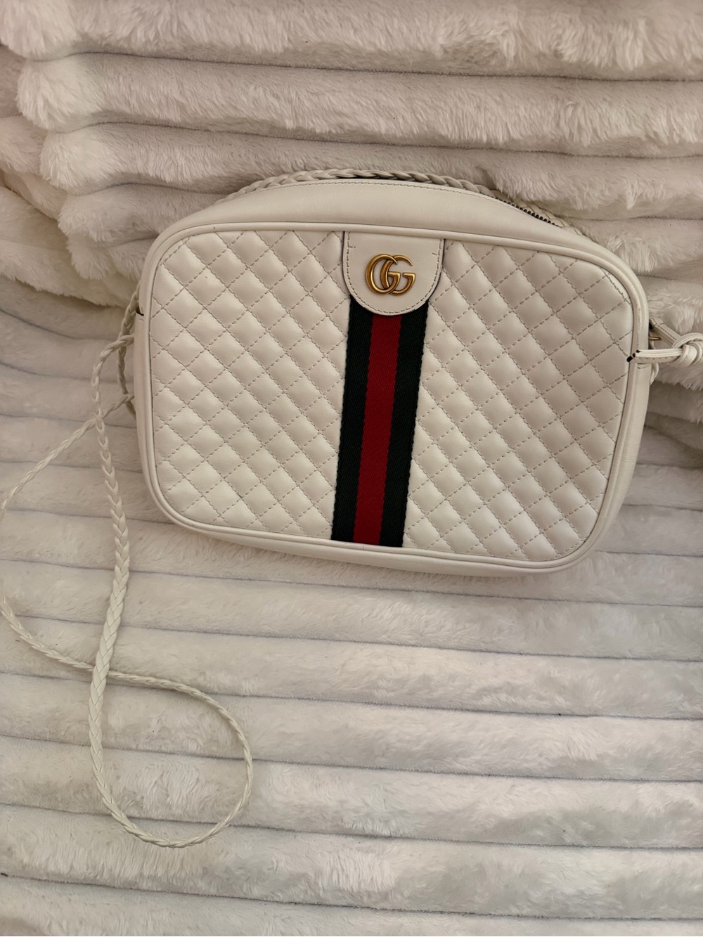 2019 Gucci White Quilted Trapuntata Camera Bag